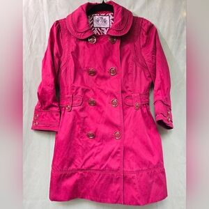 Juicy Couture Raspberry Pink Double-Breasted Trench Coat